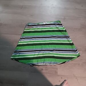 K Jordan Green and Blue Striped Mini Skirt